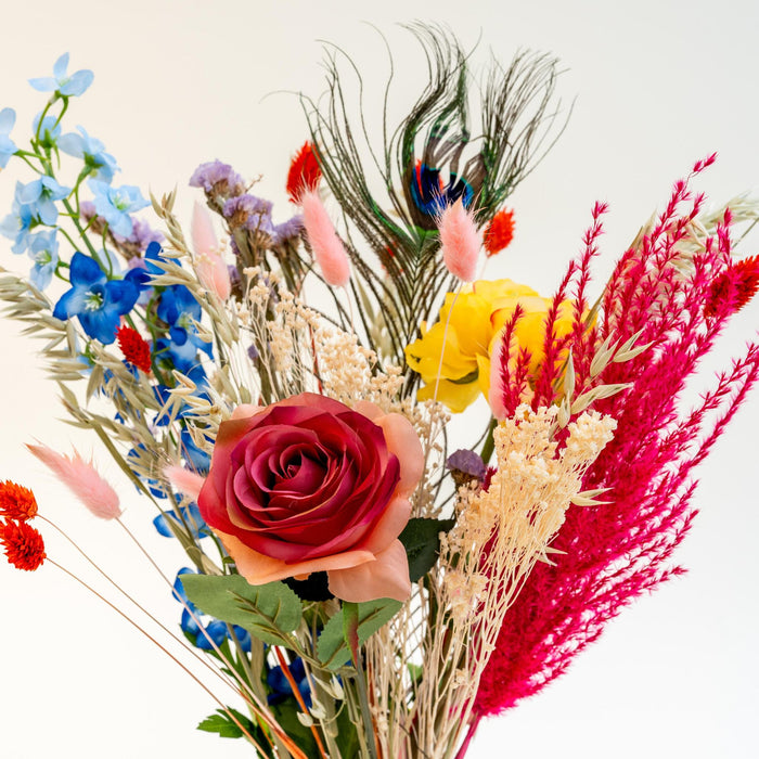 Bouquet Colorful with Dried & Silk Flowers in several bold colors | 55cm length