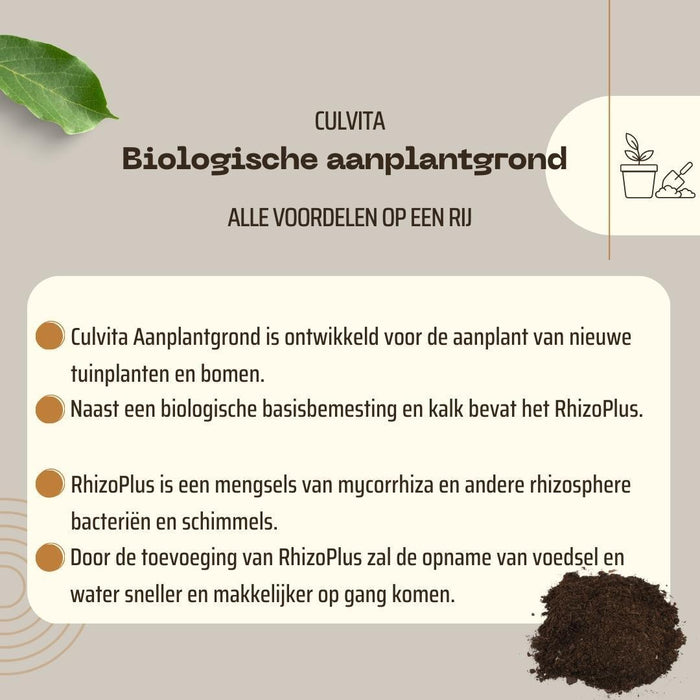 Culvita - Biologische aanplantgrond 40 liter - Geschikt voor vrijwel alle vaste planten, heesters, bomen en coniferen.