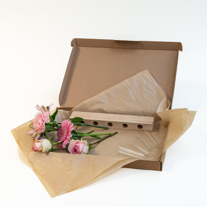 Letterbox Wooden standard & Pink Flowers | 25,5cm width x 35cm height