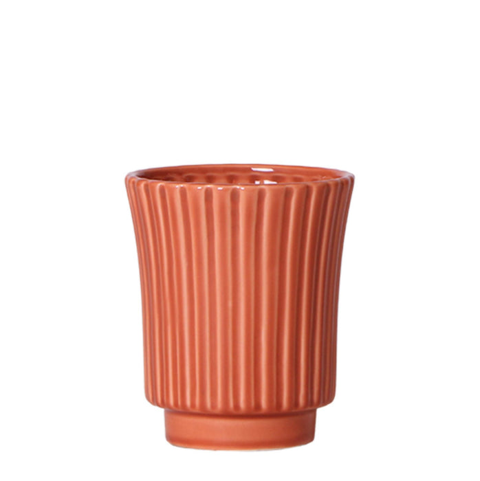 Kolibri Home | Retro terracotta bloempot - terracotta kleurige keramieken sierpot - Ø9cm