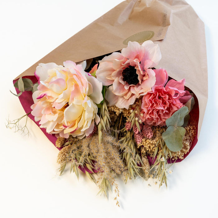 Bouquet Lovely with Dried & Silk Flowers in pink & natural colors | 55cm length