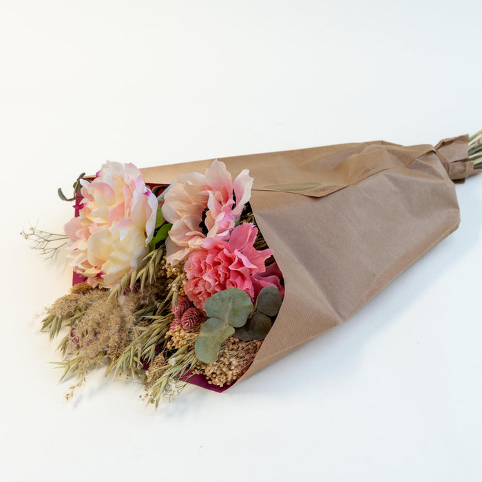 Bouquet Lovely with Dried & Silk Flowers in pink & natural colors | 55cm length