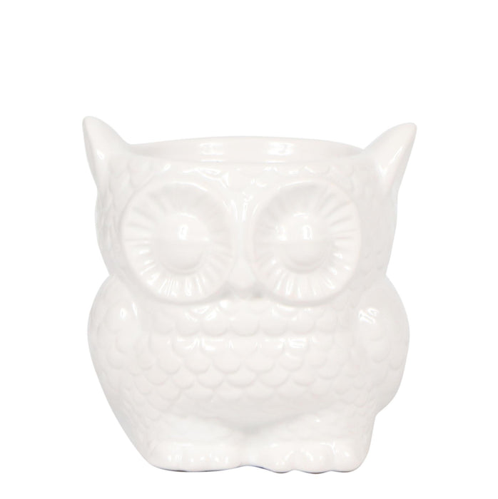 Kolibri Home | Owl bloempot - Witte keramieken sierpot - Ø9cm