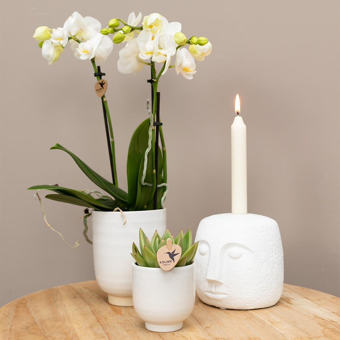 Kolibri Home | Kaarsenstandaard - Candle Face - 12cm hoog - White