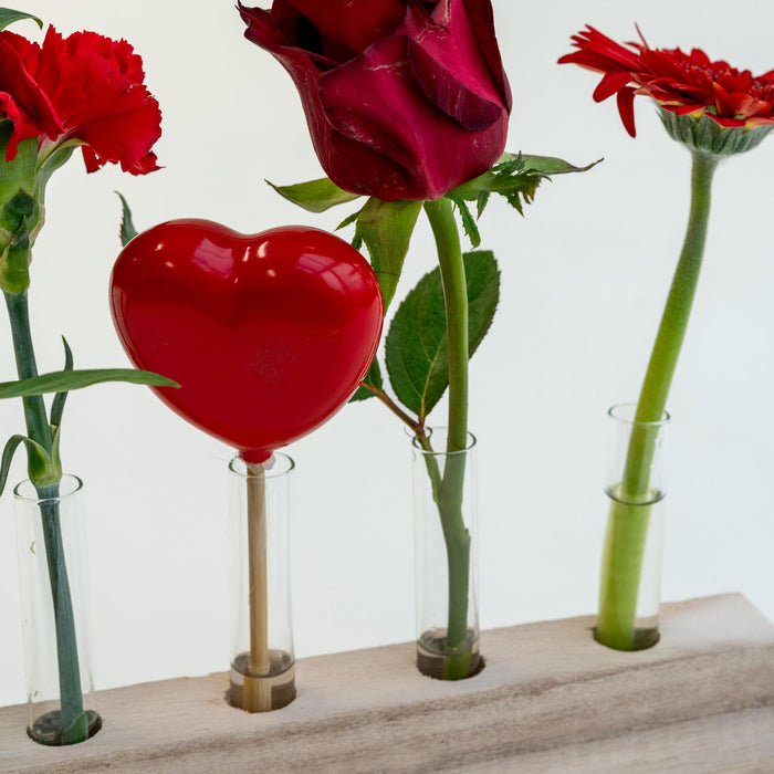 Letterbox Wood standard & Red Flowers | 25,5cm width x 35cm height