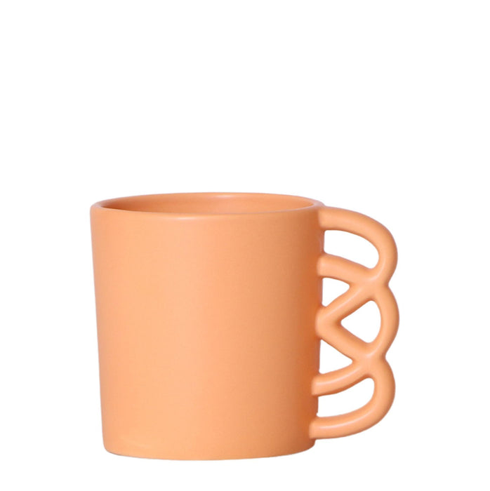 Kolibri Home | Happy Mug bloempot - peach kleurige keramieken sierpot - Ø9cm