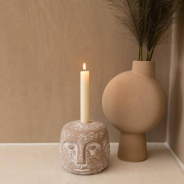 Kolibri Home | Kaarsenstandaard - Candle Face - 12cm hoog - Sand