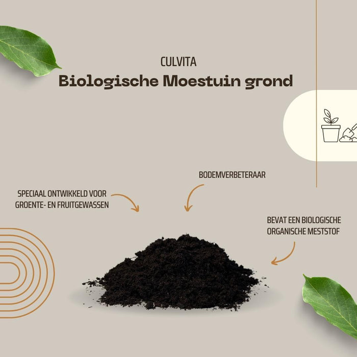 Culvita - Biologische Moestuingrond 40 liter - Inclusief 100 dagen voeding - Ideaal voor Urban Farming