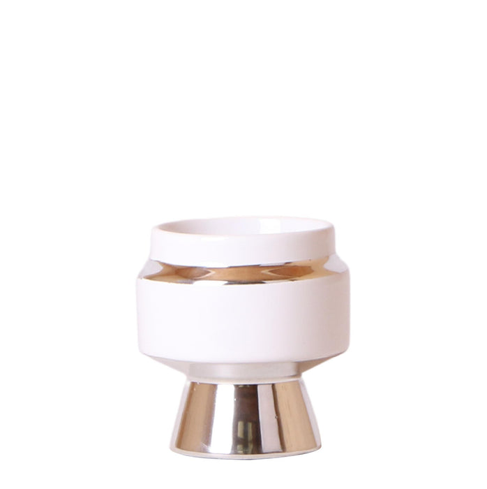 Kolibri Home | Le Chic bloempot - Witte keramieken sierpot met zilveren details - Ø6cm