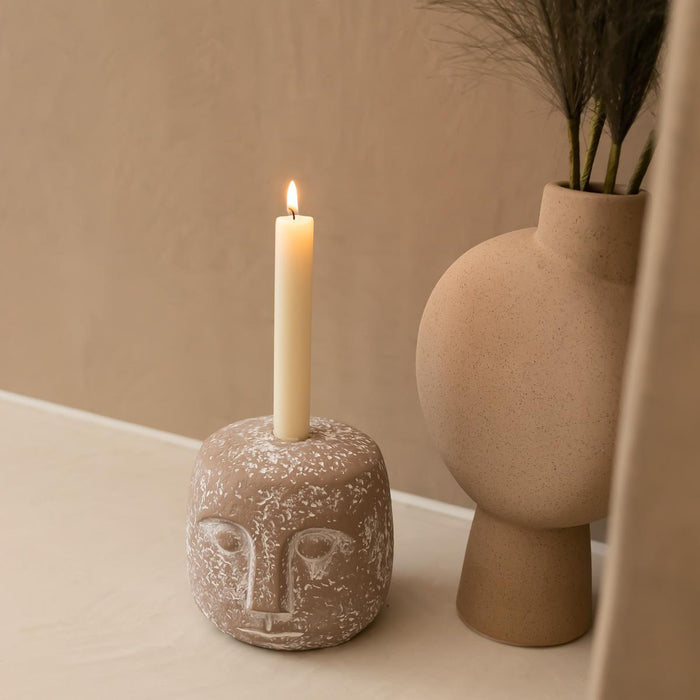 Kolibri Home | Kaarsenstandaard - Candle Face - 12cm hoog - Sand