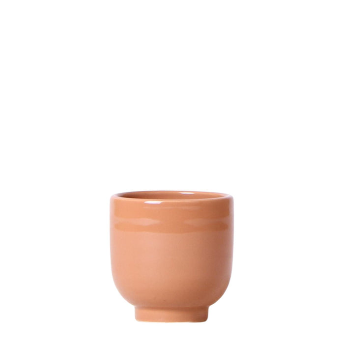 Kolibri Home | Glazed bloempot - Cognac keramieken sierpot met glans - Ø6cm